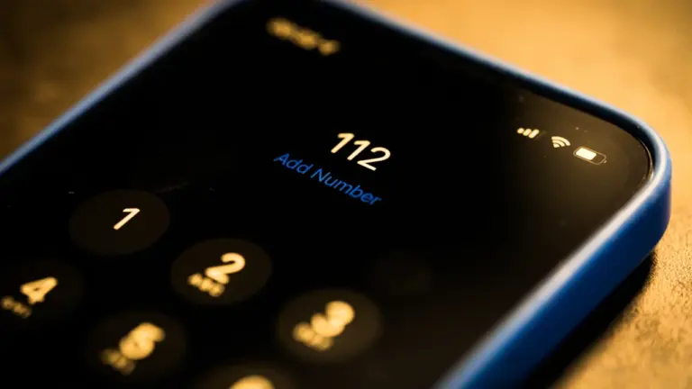 Ein Smartphone zeigt die Notrufnummer 112 auf dem Display vor dem bundesweiten Warntag.